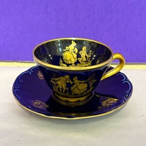 Vintage Bareuther Waldsassen Echt Cobalt Petite Coffee Cup & Saucer Germany